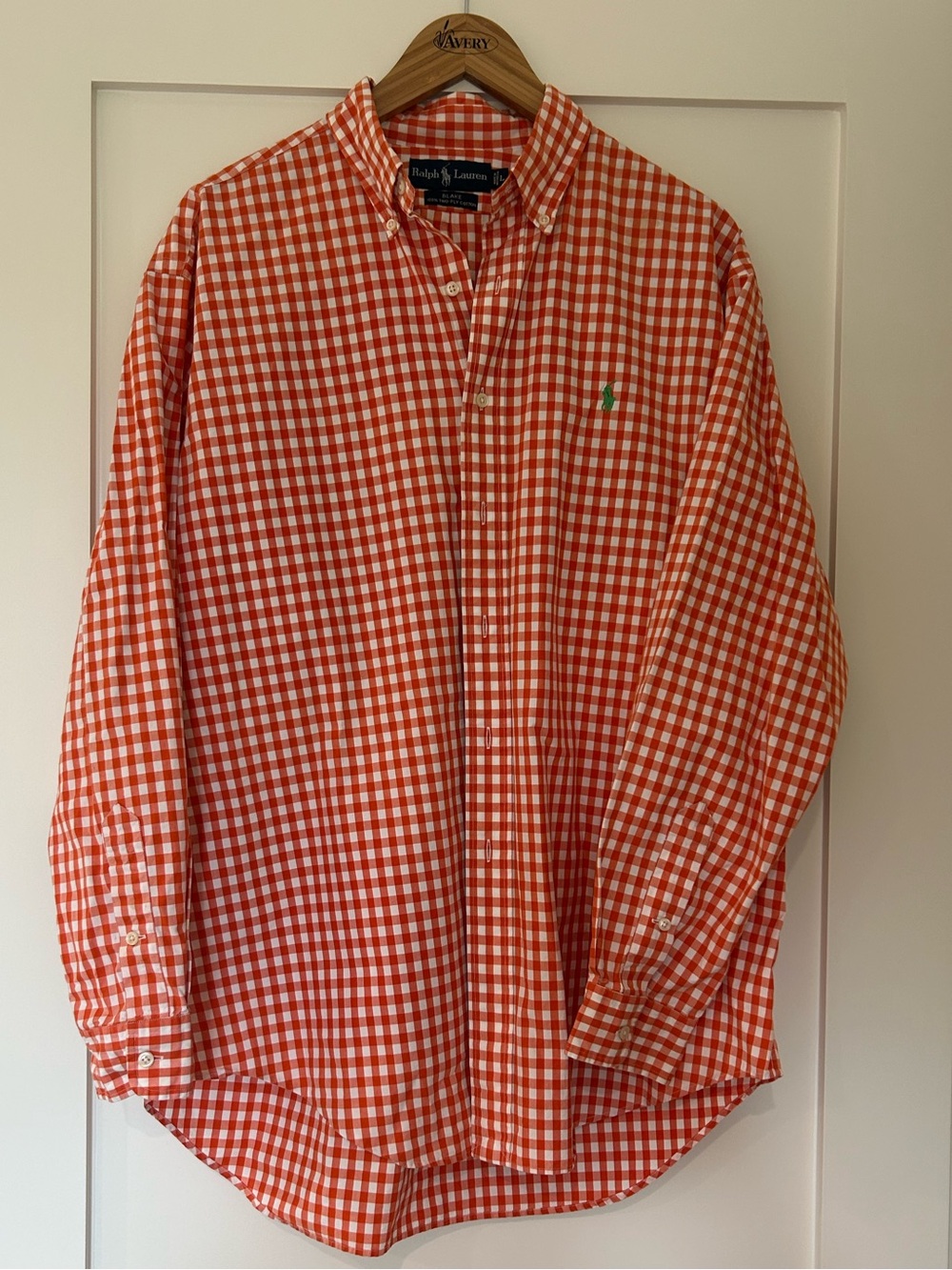 Ralph Lauren Orange and White Gingham Button-Down Shirt - Picture 2 of 4